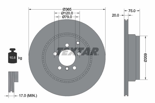 TEXTAR 92224803 | Fren Disk Range Rover III Arka 4.4 V8-5.0 | 2 Adet