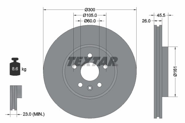 TEXTAR 92243303 | Fren Diski Opel Mokka / Chev.Trax 300mm Ön | 2 Adet