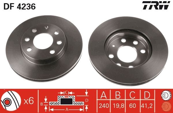 TRW DF4236 | Fren Diski Ön Corsa C 00-1.2 16V Z12xe ABS Li Havalı 240mm