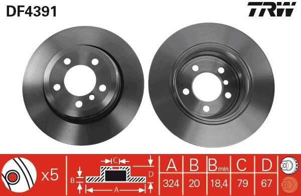 TRW DF4391 | BMW E65 Arka Disk Takım 34216864045 | 1 Adet