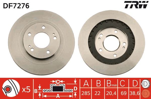 TRW DF7276 | Ön Fren Aynası Havalı Pajero Pının 1.8 GDI / 2.0 GDI 10 / 00