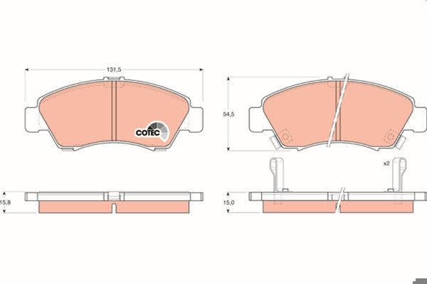 TRW GDB1164 | Balata Fren Ön-(Honda Civic 92 / 95 1.5 / Civic 96 / 00 1.4 / Jazz 02 / 08 / City 1.4)