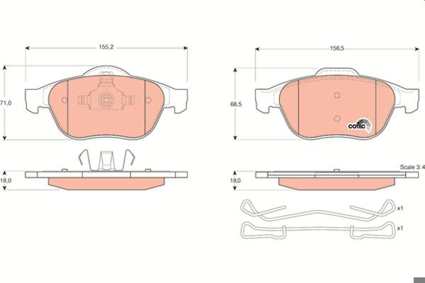 TRW GDB1468 | Fren Balatası Ön Wva 23247 (Renault Laguna II 2.0I 16V 2.2Dcı-)