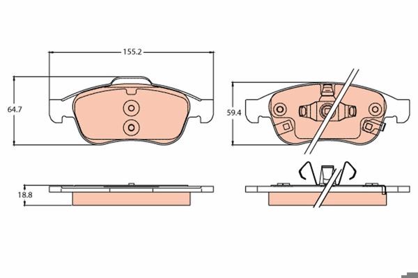 TRW GDB2111 | Fren Balatası Ön (Fiat 500X 1.4 1.3 1.6D 14 -)