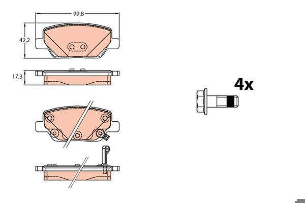 TRW GDB2156 | Arka Fren Balatası Egea 1.4 / 1.6 / 1,3 Multijet / 1,6D Multijet 15 >