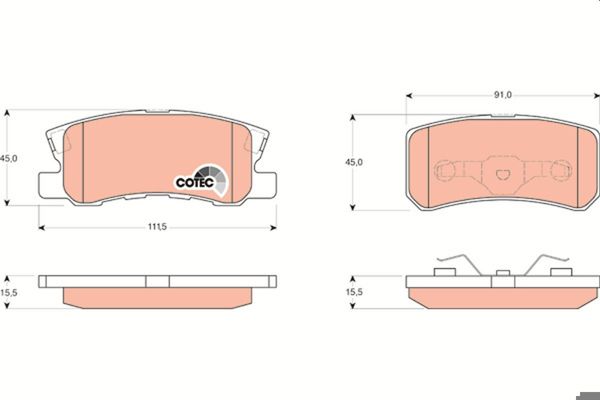 TRW GDB3247 | Balata Fren Arka-(Mitsubishi: Asx 11-12 / Outlander 07-/ Galloper / Pajero 00-/ / Peugeot: 4007 / Chrysler: Voyager)