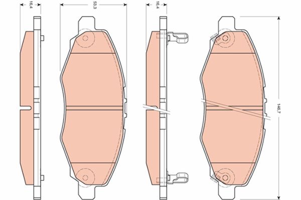 TRW GDB3427 | Fren Balata Ön Hilux VII Pick-Up (_N1_, _N2_, _N3_) 04-152.5 D-4D (Kun15_, Kun10) 2.5 D-4D (Kun15) Hı-Lux Vıgo 05-08 2Wd