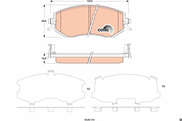 TRW GDB3519 | Balata Fren Ön-(Subaru: Forester 09-12 2.0-2.5 / Impreza Legacy 08-12 2.0 / Outback 09-12 2.5 / Xv 12 -)
