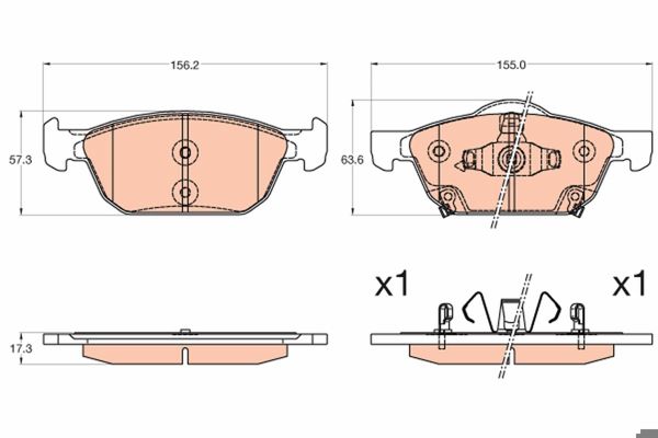 TRW GDB3600 | Fren Balatası Ön Honda Civic 1.5 1.6 Fc Fk Kasa 2017-/ Civic 1.8 Vtec 2012-/ 1.6 Idtec 2014-/