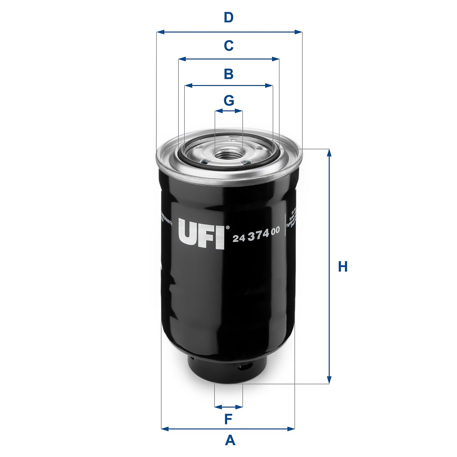 UFI 24.374.00 | Yakıt Filtresi Hilux/Hiace/Land Cruiser Prado/Ranger/BT-50/L200