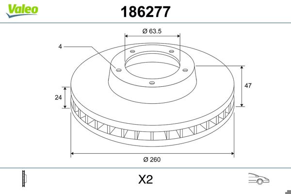 VALEO 186277 | Fren Diski Ön Havalı (260mm) (Ford Mondeo 93 -)