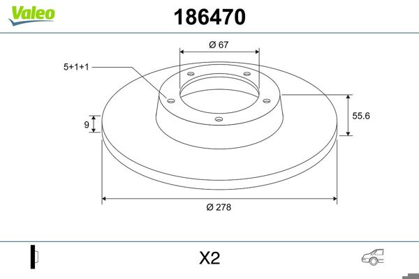 VALEO 186470 | Fren Diski (Mercedes W210 Arka W203 C200 208-209 CLK)