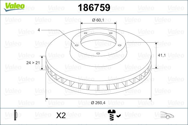 VALEO 186759 | Disk On 02-Corsa.C 1.4-1.6 | 1 Adet