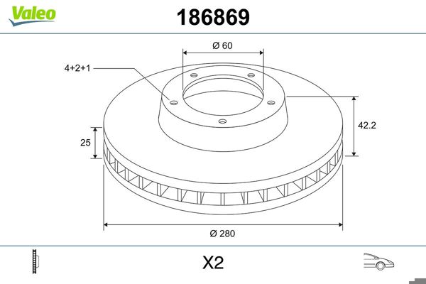 VALEO 186869 | Ön Fren Diski Astra H 1.4 1.6 04-Meriva 1.6 03-Combo 1.3 CDTI