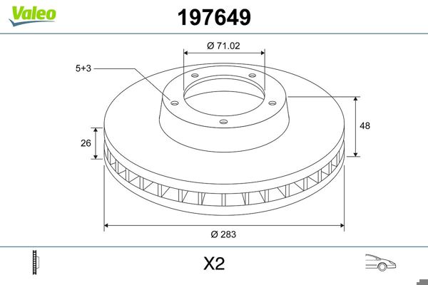 VALEO 197649 | Disk On 14-Pt.308-Combo.E-Grand Land X | 1 Adet