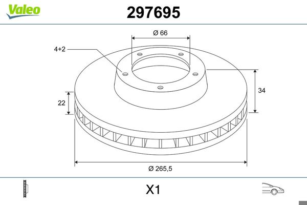 VALEO 297695 | Fren Diski Ön Havalı 266-4 (Peugeot 307 1.4-206 / Part Ym / 3011.2 VTI-1.6Hdı)