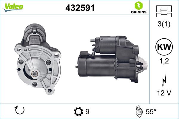 VALEO 432591 | Marş Motoru 12V 9 Diş 1,2Kw Berlingo C2 C3 C4 Nemo Saxo Xsara P106 P205 P206 P306 P307 P309 P1007 Bı