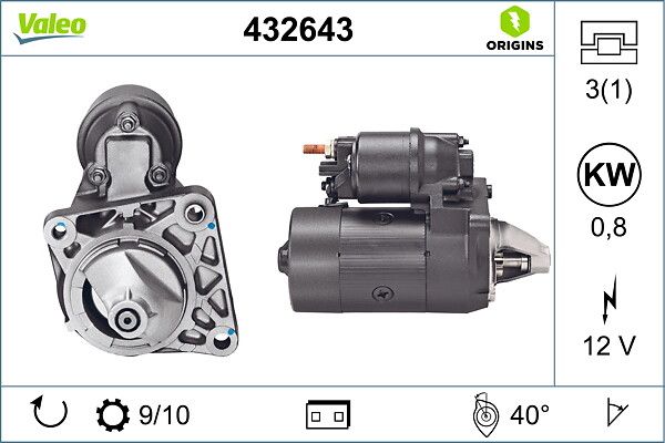 VALEO 432643 | Marş Motoru 12V 10 Dıs Fiat Bravo Marea Punto