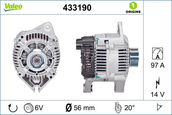 VALEO 433190 | Alternatör 12 V 90A Citroen Jumper, Fiat Ducato, Peugeot Boxer 2.5 TDI 94 -