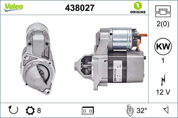 VALEO 438027 | Marş Motoru 12V 8 Dıs 1,0Kw Mercedes A140 A150 A160 A170 04-Cıtara 00 -