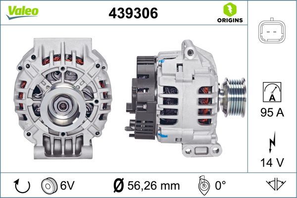VALEO 439306 | Alternatör Kmp 99-Megane.I-Laguna.I.II 1.4-1.6 16V Clio.II 1.6 16V