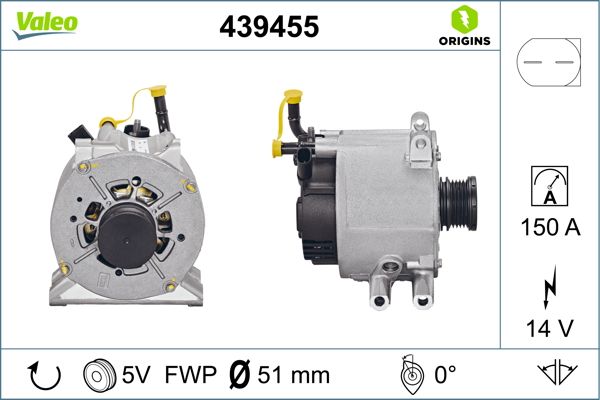 VALEO 439455 | Alternatör (12V 150A) A-Class W168 01 > 04 W169 04 > 08 Vaneo 414 02 > 05