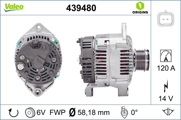 VALEO 439480 | Alternatör 12 V 120A Renault Kangoo 1.9 DCI 01-08