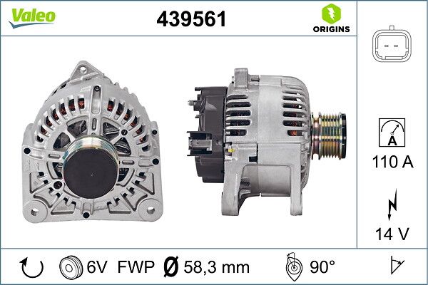 VALEO 439561 | Alternatör Kmp 03-Clo-Mgn-Kng-Log 1.5 DCI 110Ah