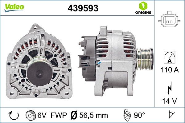 VALEO 439593 | Alternatör 12 V 110A Renault Megane II-Scenic 1.4 / 1.6 16V 06 -