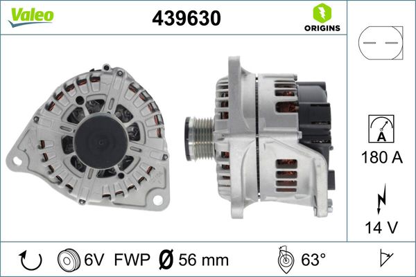 VALEO 439630 | Alternatör 12 V 180A Fiat Ducato 3,0 JTD 06 -