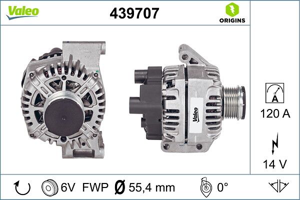 VALEO 439707 | Alternatör 12 V 120A Fiat Albea, Doblo, Punto 1,3 Multijet