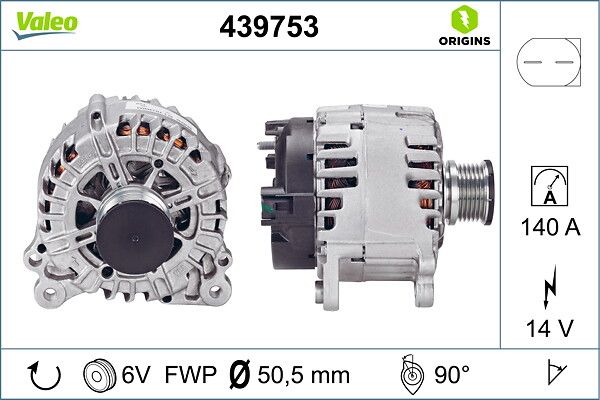 VALEO 439753 | Alternatör 14V 140A A3 Tt Passat Superb Crafter T6
