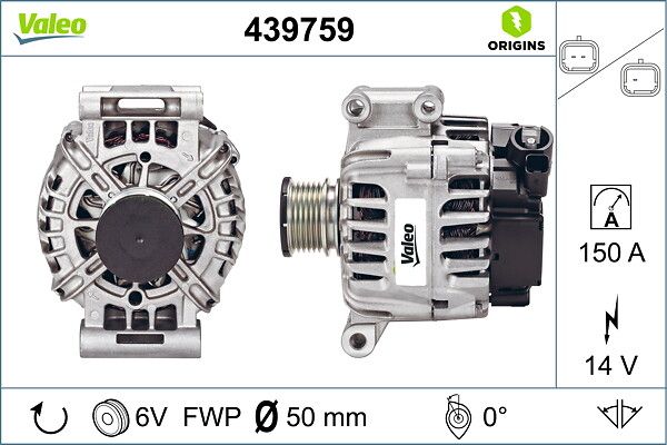 VALEO 439759 | Alternatör 12V 150A Ds3 C3 III P208 P308 P207 P3008 P2008 Partner Tepe 207 P308 P508 P208 P5008 C3 Picasso C4 C4 Picasso Ds3 C5 III Berlingo III Ep6 Ep6c Ep6cdt