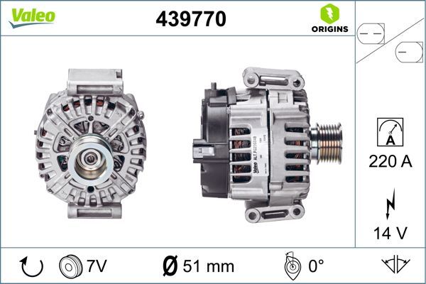 VALEO 439770 | Alternatör (14V 220A) X164 09-12 C219 05-10 W212 09-15 W221 06-13 W251 06-14