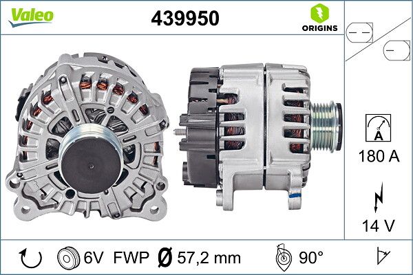 VALEO 439950 | Alternatör 14V 180A Touareg 18-A4 Q7 16-A5 17-A6 A7 15-Q8 19 -