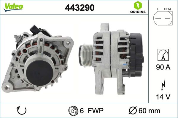 VALEO 443290 | Alternatör 14V 90A Yaris C1 II-P107-P108-Aygo 1,0 Vti 68Bg 04 / 14 -