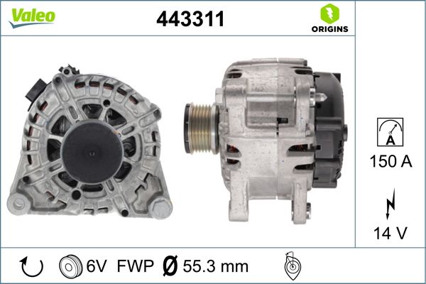 VALEO 443311 | Alternatör Kmp 14-Pt.208-308-2008-3008-C3-C4 19-Partner-Berlingo