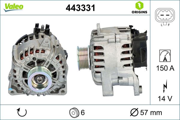 VALEO 443331 | Alternatör Kmp 20-Astra.K-Insignia.B 1.5Crdi