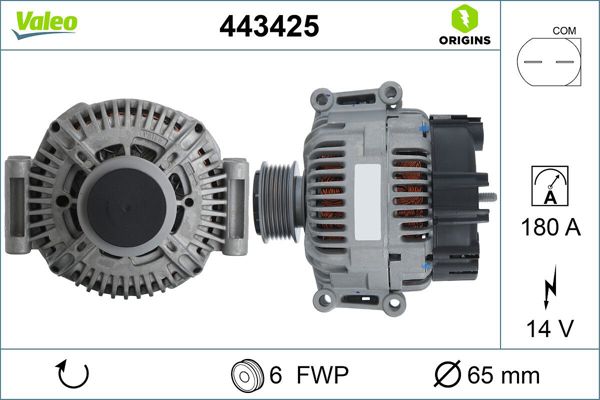 VALEO 443425 | Alternatör 14V 180A A6 08-11