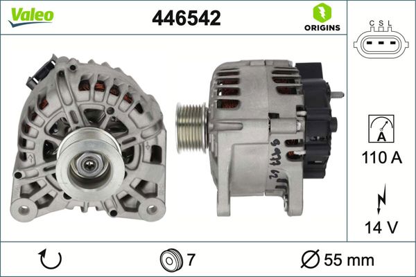 VALEO 446542 | Alternatör 120A (Nissan: Juke 1.6 10 -) *O.E.*