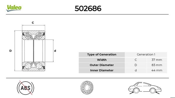 VALEO 502686 | Teker Rulmanı Landrover Freelander 1.8 2.0 On Arka