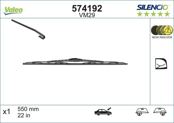 VALEO 574192 | Silecek Sılencıo (X1) Vm29 550mm (Audi A6 A8 Volvo S80 S70)