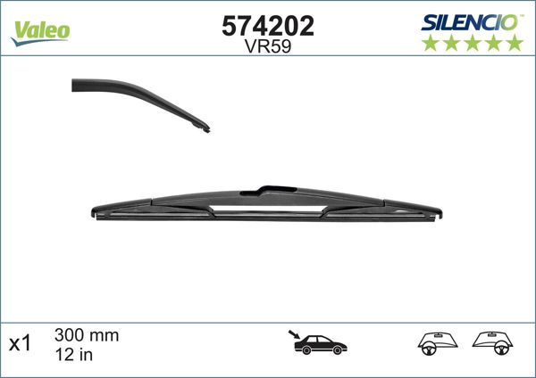 VALEO 574202 | Arka Silecek 300mm-12 (Citroen C4 04 / 12 / Ford Fiesta VI 08 / Focus II 10 / Focus III 11 / / Nissan Qashqai + 2 / Xtrail