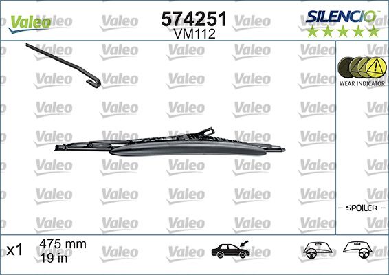 VALEO 574251 | Silecek Sılencıo Spoy (X1) Vm112 475mm (Volkswagen Polo III)