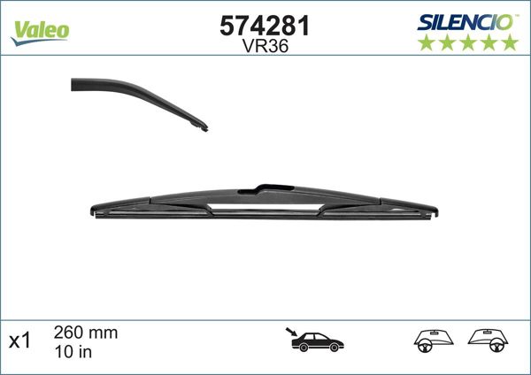 VALEO 574281 | Silecek Süpürgesi Sılencıo Arka 260mm (Renault Megane II)