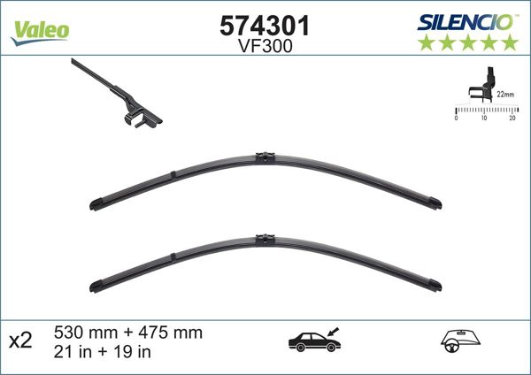 VALEO 574301 | Silecek Süpürgesi 530 / 475mm Polo IV 12 / 01 >