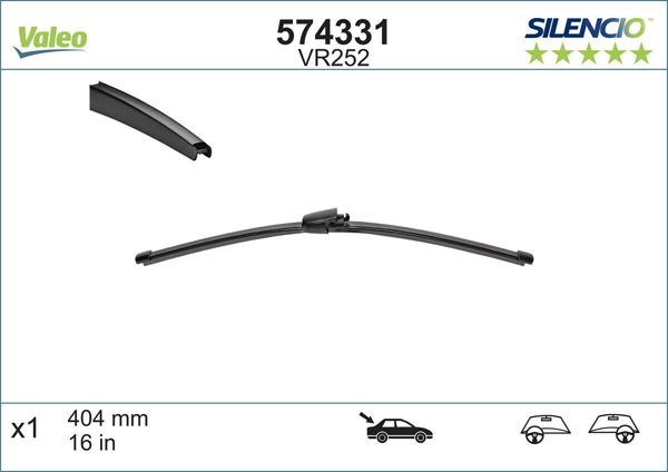 VALEO 574331 | Silecek Arka Flat Blade (X1) Vm252 405mm (Volkswagen Transporter Touran)