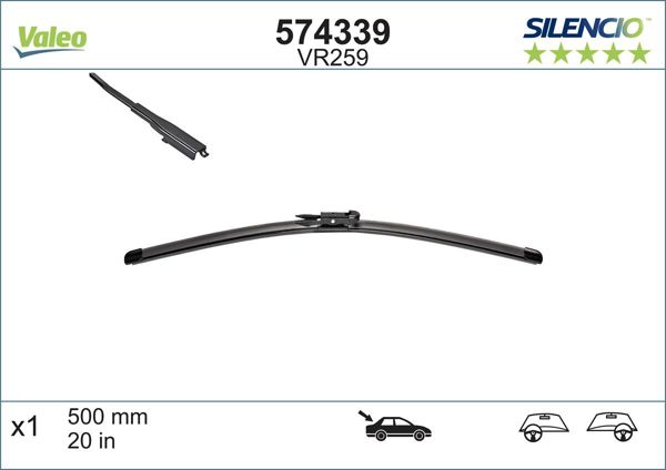 VALEO 574339 | Silecek Süpürgesi Arka Vm259 500mm (Opel Insignia 08 -)
