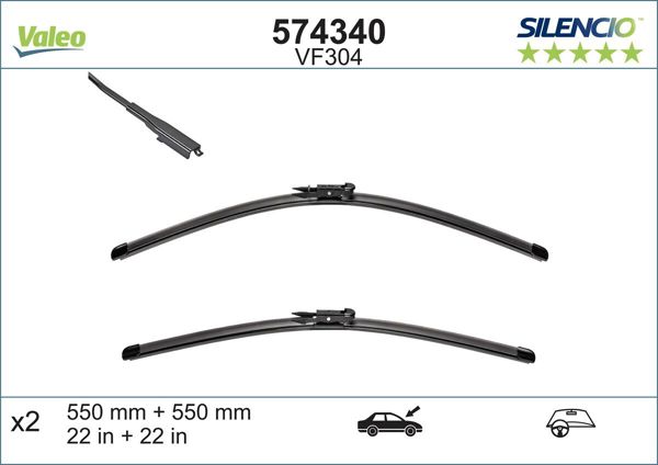 VALEO 574340 | Silencio X-Trm Flat Blade Vm304 (X2) (560 + 560 mm) Mercedes Slk
