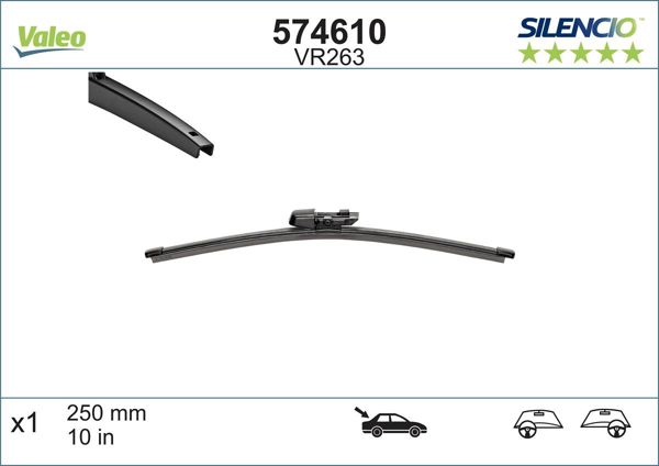 VALEO 574610 | Silencio Vr263 (X1) (250mm) (Arka) VW Scirocco (137 138) VW Up (121 122 Bl1 Bl2) Seat